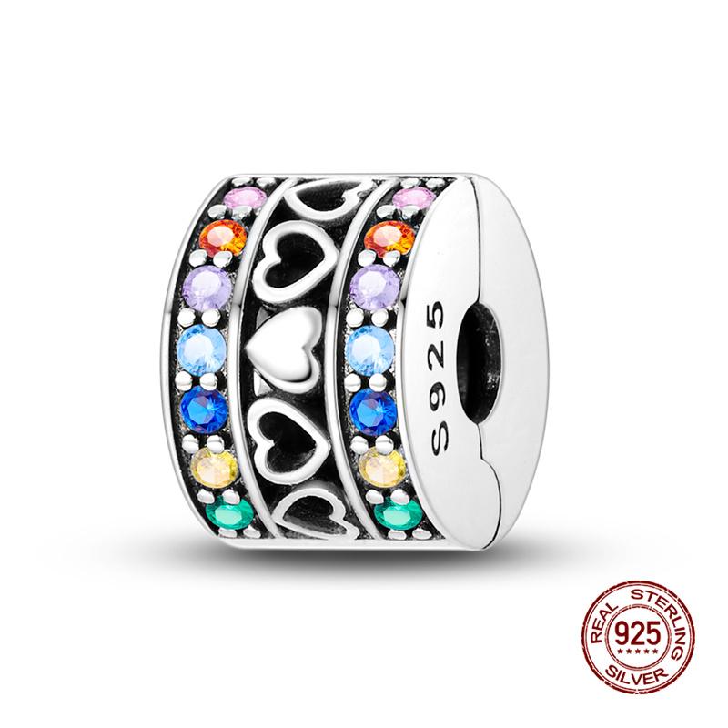 Original Charms Copper Paw Print Pave Fixing Clip Charms Beads Fit 3Mm Original Bracelet Women Diy Jewelry Gifts