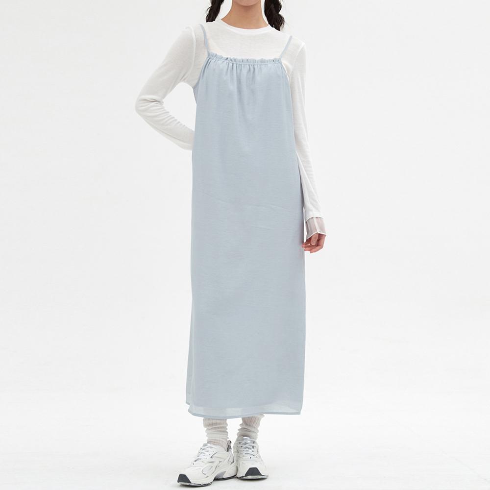 Elssibeui Shirring Sleeveless Dress_Light Gray