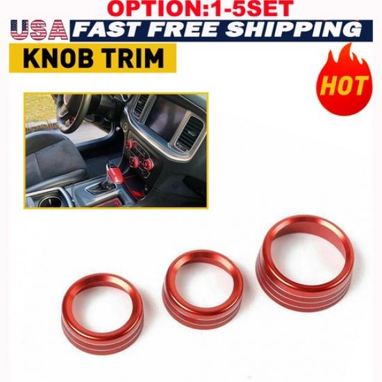 Audio Control Switch Adjustment Knob Ring Trim for 2015- Dodge Charger  Red 3X(1Set)Control Knob