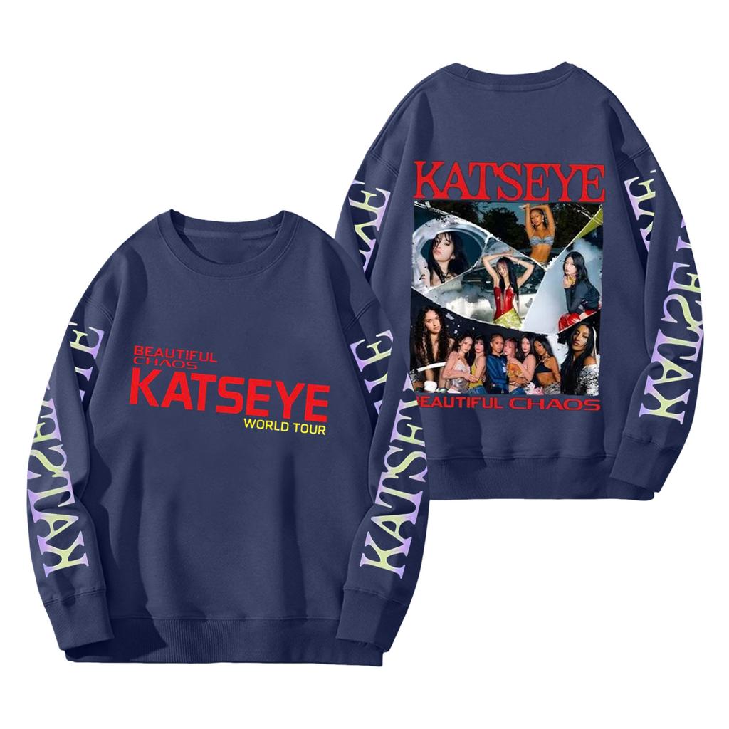 Women's Fashion Long Sleeve Print Round Neck Loose Pullover Sweater Top