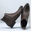 Fashion Autumn Winter New Designer Chelsea Boot for Men Solid Color Cow Leather Ankle Boots Male British Retro Fashion Casual Shoes Man