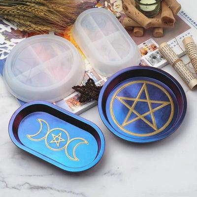 DIY Epoxidharzform Doppelmond Sterne Mond Kleber Spiegelplatte Gericht Silikonform für Harz Epoxidharzformen Moldes De Silicona