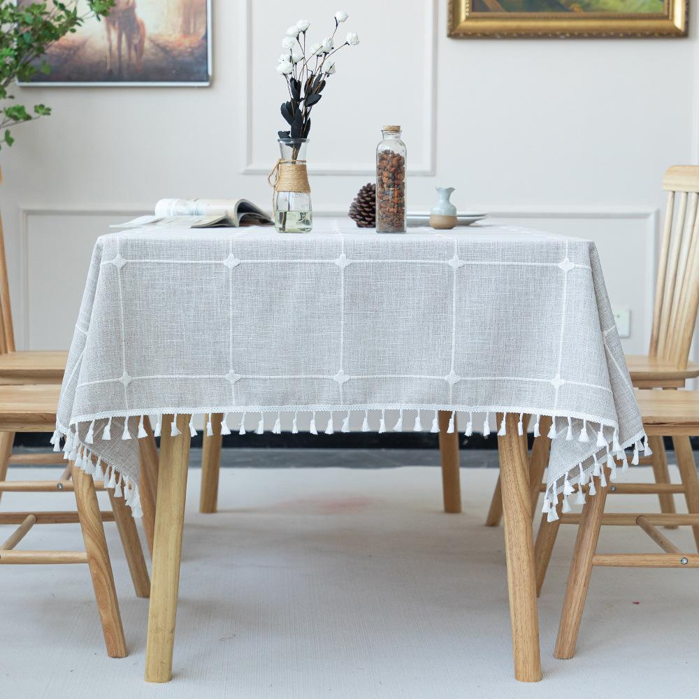 Tablecloth Large Plaid Dustproof Cotton And Linen Solid Color Home Hotel Restaurant Cloth Tablecloth Table Mat Can Be