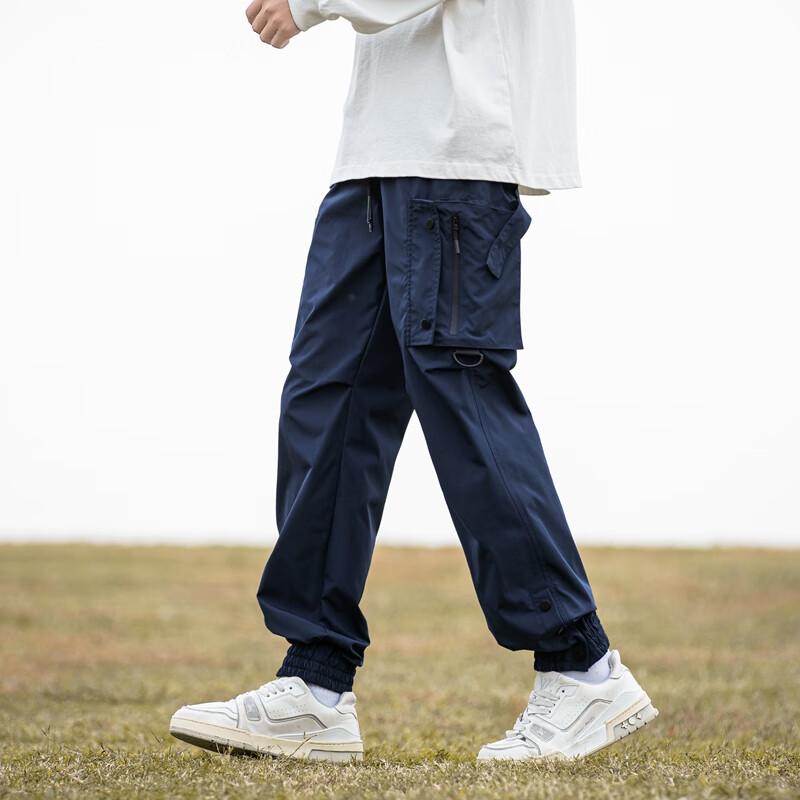 Homlean Trendige Lässige Wanderhosen für Herren, Frühjahr Outdoor Radsport Cargo Locker Sitzende Jogginghosen, HT05 Marineblau 4XL