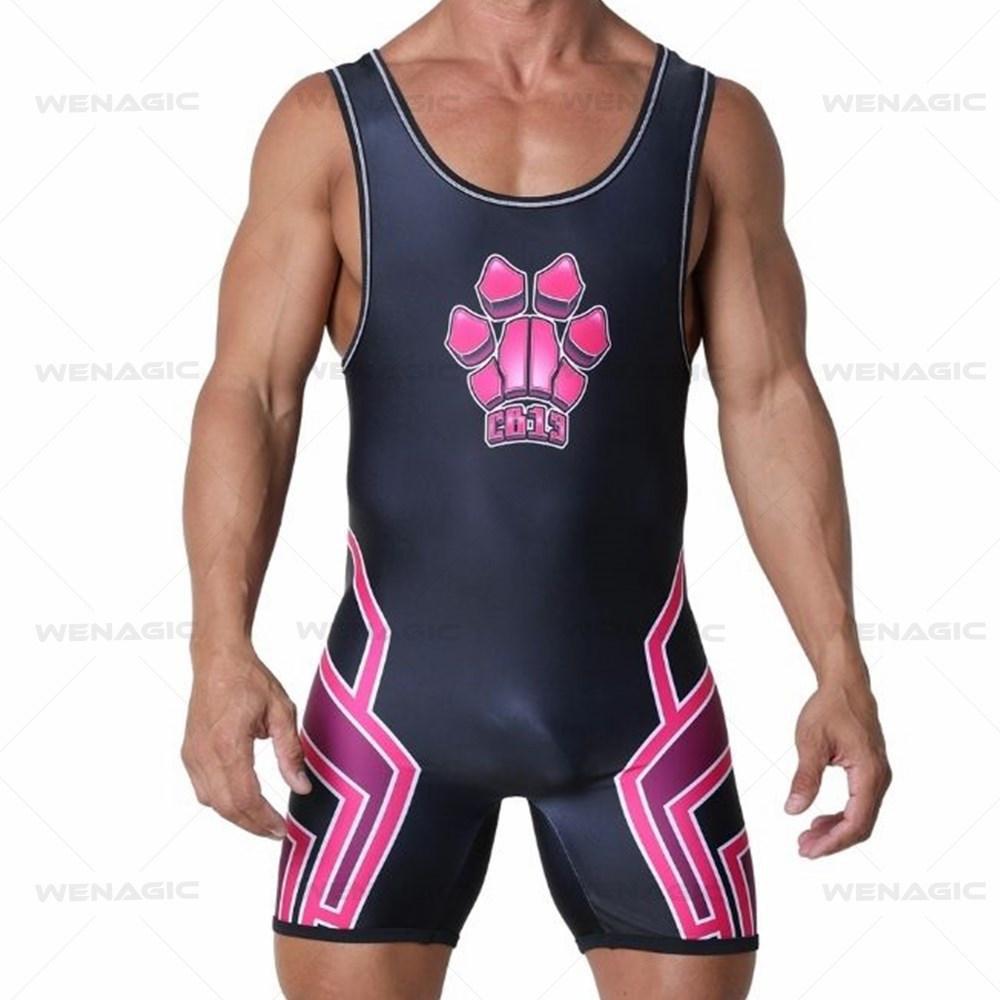 Men's one-piece wrestling suit, nylon breathable waist protection yoga fitness suit, sports cycling training suit