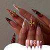 24 Stück Mandel-Press-On-Nägel mit Leopardenmuster und Mini-Blumen-French-Tips, Retro Süß Cool Acryl-Fingernägel