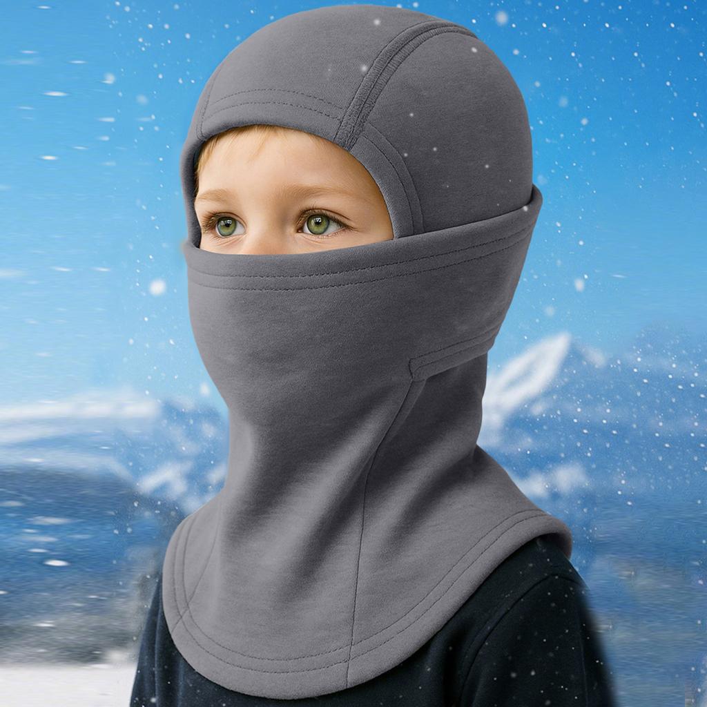 Winter Kid Balaclava Windproof Thermal Thickened Plush Cycling Pullover Cap Breathable Neck Protection Cold-proof Ski Face Cover