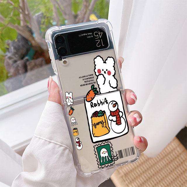 

Luxury Case For Samsung Galaxy Z Flip 3 4 5G Funda Z Flip3 Clear PC Hard Shockproof Back Phone Coque New Year Samsung Z Flip 4