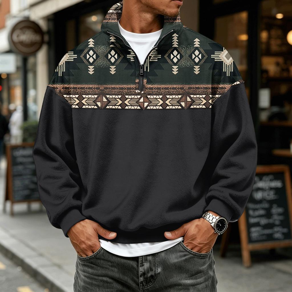 Men's Casual Flannel 1/4 Zip Long Sleeve Sweatshirt for Everyday Wear