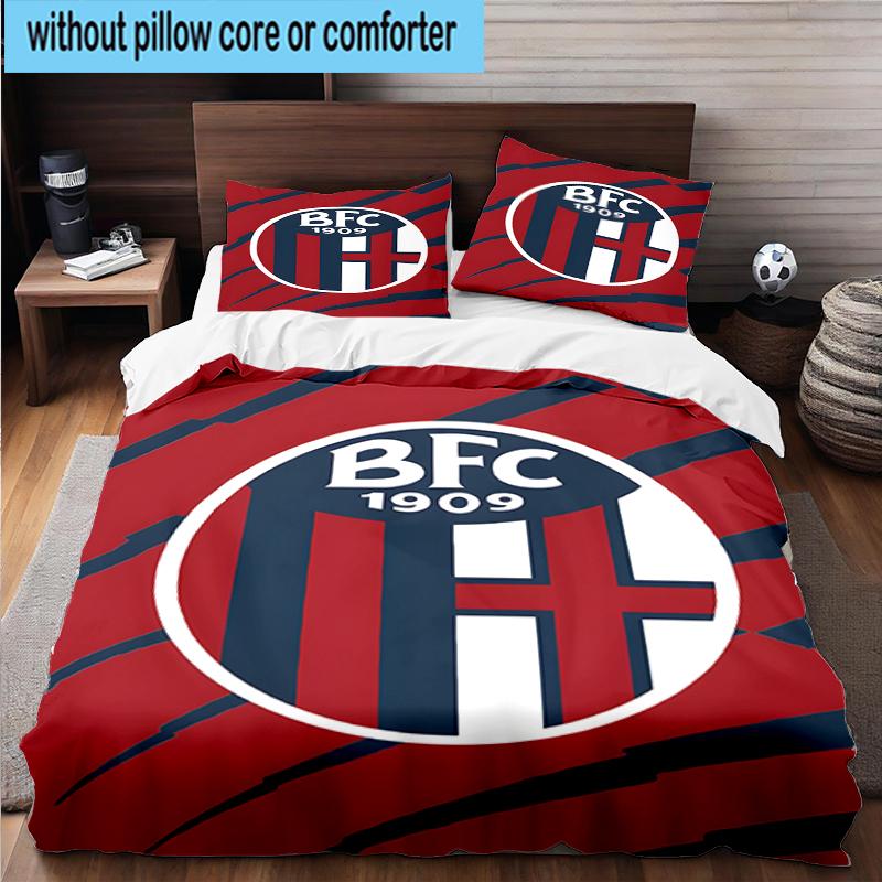 3PCS Football Bologna Bedding Set,Including 1pc Duvet Cover And 2pcs Pillowcases Perfect for Bedroom, Dormitory, Fan Christmas gift