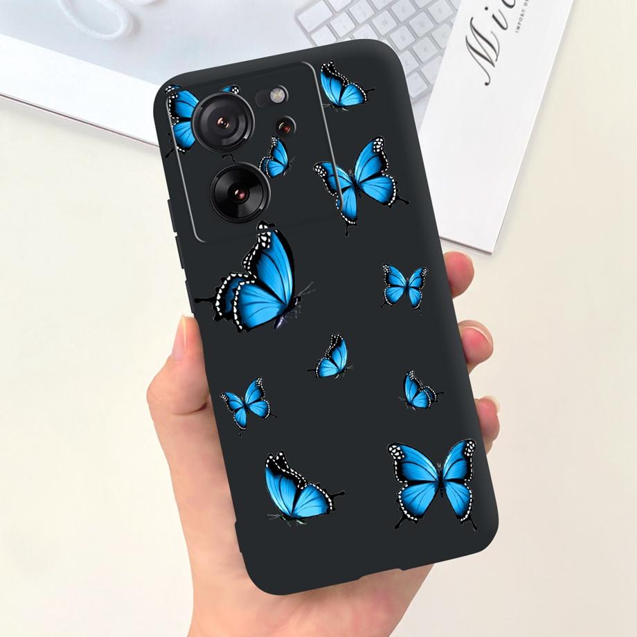 For Xiaomi Redmi 13C Case Xiaomi Mi 13T Pro Back Cover Soft Matte Liquid Silicone Flower Cartoon Printing Capa For Mi13T Pro Bag