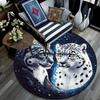 Snow Leopard Round Area Rug,Carpet Rug for Living Room Bedroom Sofa Playroom Decor,Non-slip Floor Mat
