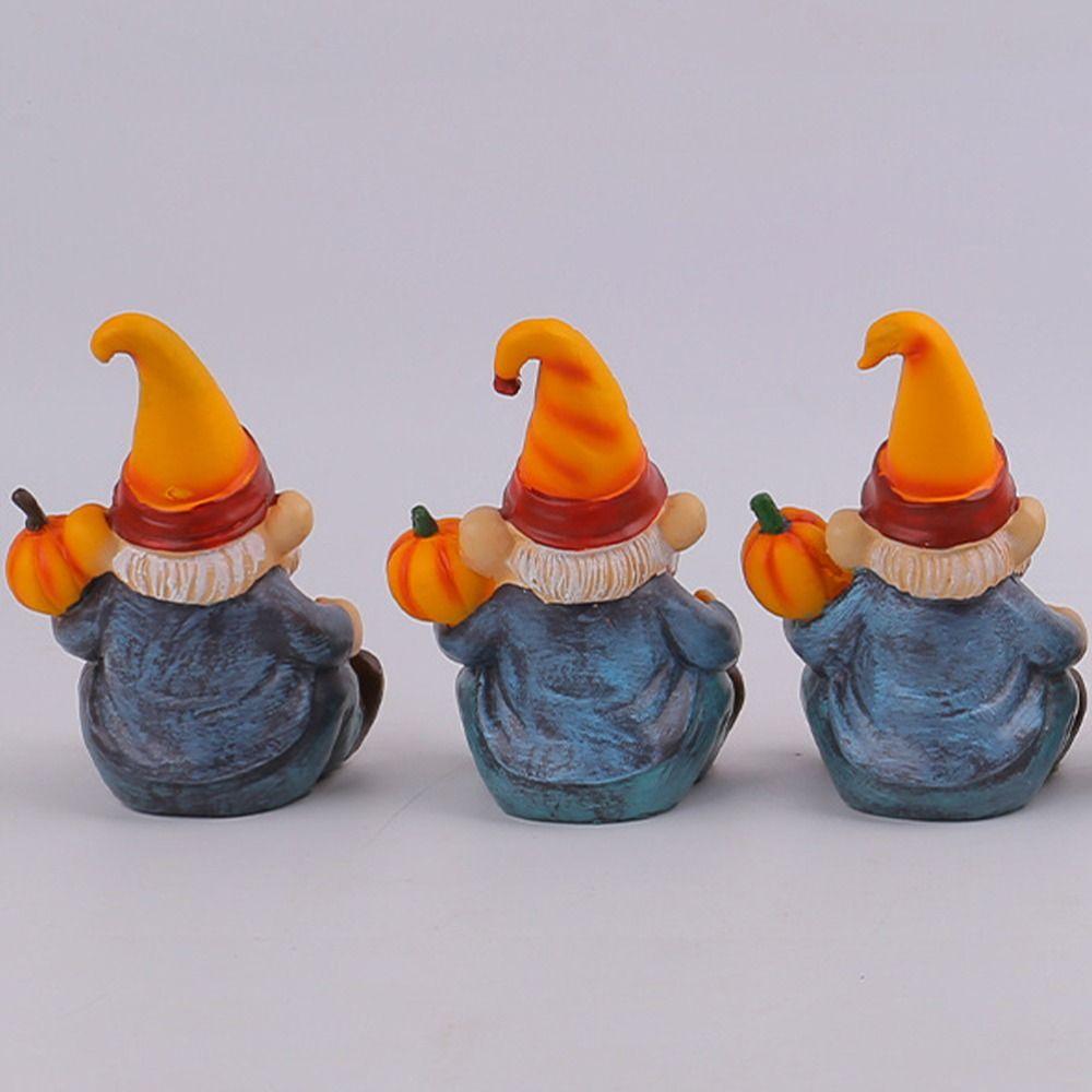 Cute Halloween Gnome Pumpkin Statues with Light Resin Crafts Pumpkin Old Men Statue Realistic Funny Halloween Ornaments