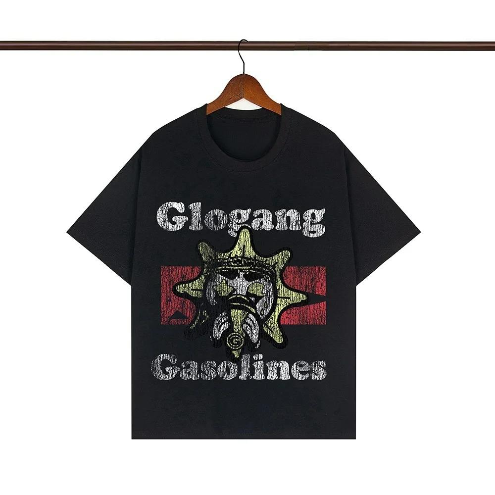 Streetwear Graffiti Farbmatch Buchstabe Kurzarm T-Shirts für Männer und Frauen Rundhalsausschnitt Baumwoll-Tees Oversized Hip Hop Tops