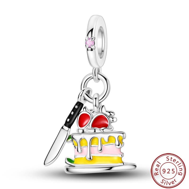 Dessert Afternoon Tea Series Copper Coffee Cake Pizza Fries Sweet Charms Beads 3Mm Diy Fine Jewelry Making