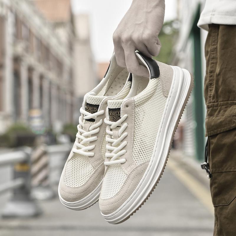 Fashion Summer Outdoor Fashion Breathable Leisure Mesh Leather Shoes Men's Brand Comfortable Lace Up Sports and Casual Running Shoes