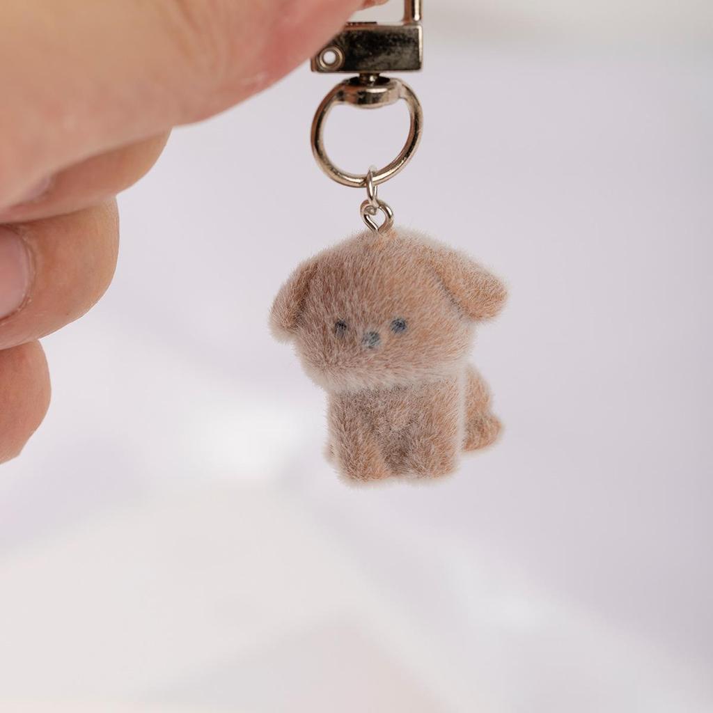 Colgante Llavero Mini Cachorro de Resina Flocada: Encantador Adorno de Llavero para Bolso DIY