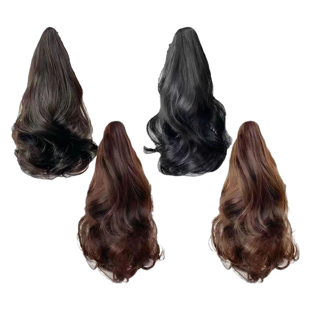 Syntetyczna Peruka z Dużymi Falami Krótki Kucyk Kręcony Dla Dziewczynki Przedłużenia Kucyk Doczepiany Klips Przedłużanie Włosów Faliste Kręcone Kucyk 35-50cm