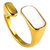 White Sea Shell Adjustable Retro Titanium Steel Ring for Men and Women