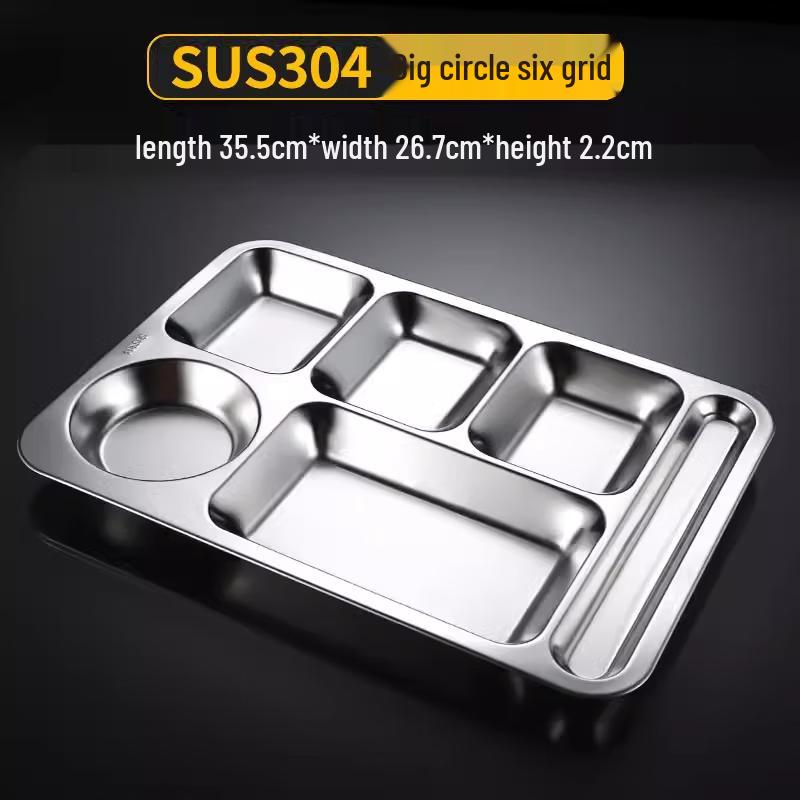 

304 Stainless Steel Multi-Compartment Meal Tray