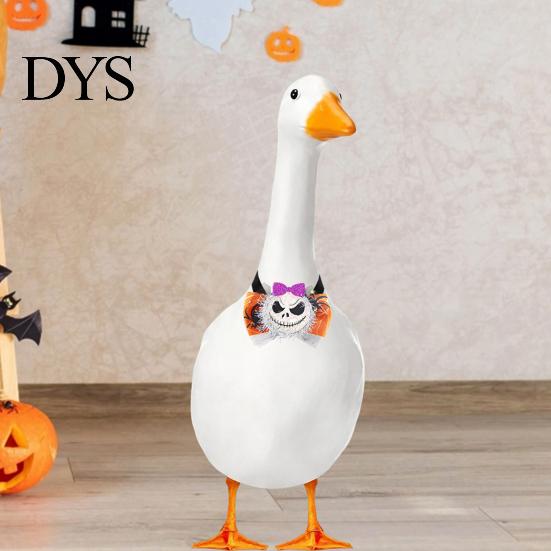 Funny Pumpkin Ghost Skull Decor Halloween Goose Bow Tie, Porch Statue Accessories, Spooky Tie for Lawn Statue, Outdoor Holiday Yard Versatile Costume