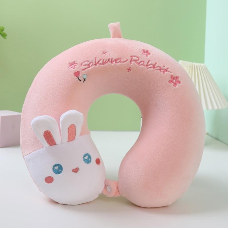 Soft Velvet U Shape Neck Pillow With Optional Animal Designs Memory Foam Cushion For Children Traveling