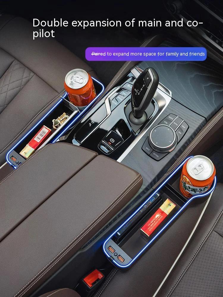 2026 Heißes Auto USB Farblicht Sitzaufbewahrungsbox Sitzspaltbox Für Skoda VRS Octavia Kodiaq Karoq Kamiq Scala Superb Yeti Fabia ENY