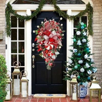 Door Wreath Christmas Garland Hanging Ornaments Artificial Atmosphere Decorative Garland Household Christmas Tree Decorations