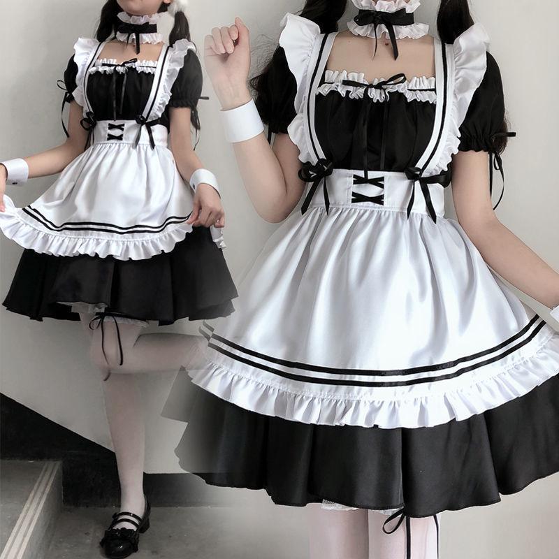 Japanisches Maid-Outfit: Süßes Lolita-Schülerinnen-Kleider-Set in Übergröße für den täglichen Gebrauch.