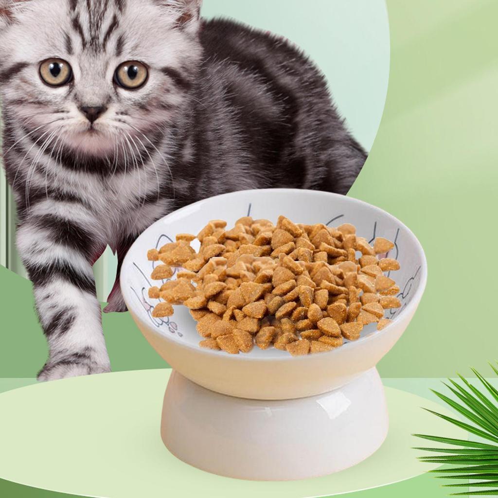 Ceramic Raised Pet Feeder Feeding Station Dog Bowl Stable Cat Dish Water Elevated