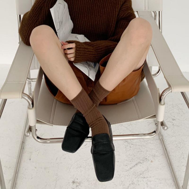 Fashion Spring Square Toe Slip On Women Loafers 2025 High Quality Low Heels Sheep Skin Flat Shoes British Style Casual Women Flat Shoes