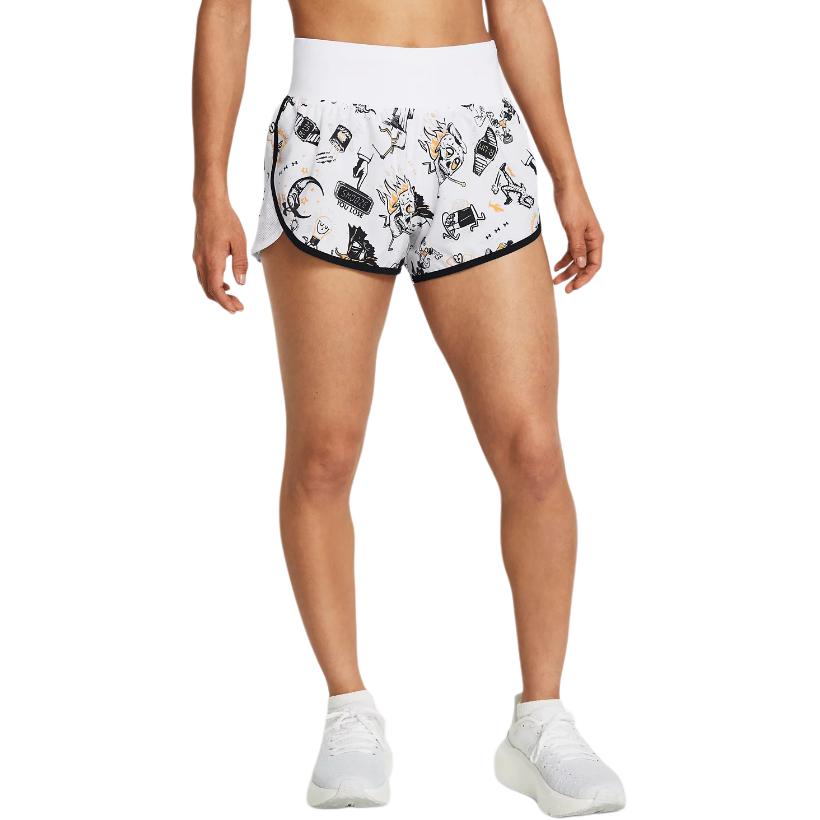 Under Armour Logotipo Reflectante Estampado Completo Elástico Cómodos Shorts Casuales Shorts de Mujer Blanco 1382966-100