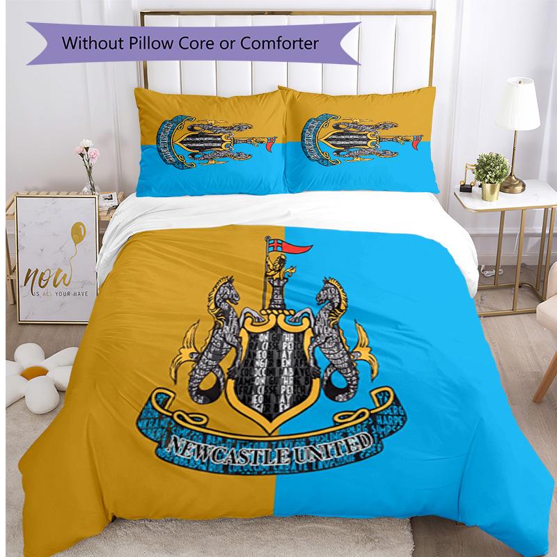 Set Lenzuola Stampato Newcastle United Football 3 Pezzi, Comodo Set Copripiumino per Camera da Letto Amico della Pelle
