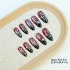 24pcs Gradient Dark Red Spider Web Almond Halloween Wearable Nail Stickers