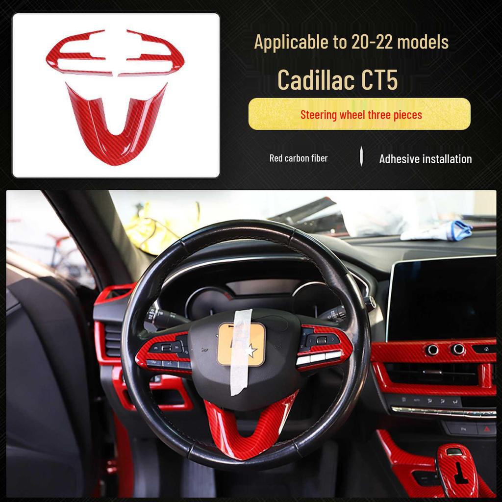 Cadillac CT5 (20-22) Carbon Fiber Interior Trim for Steering Wheel & Console