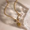 Youthway Classic Sun Freshwater Pearl Crystal Bead Pendant Necklace For Women Elegant 18K Gold Plated Stainless Steel Necklace