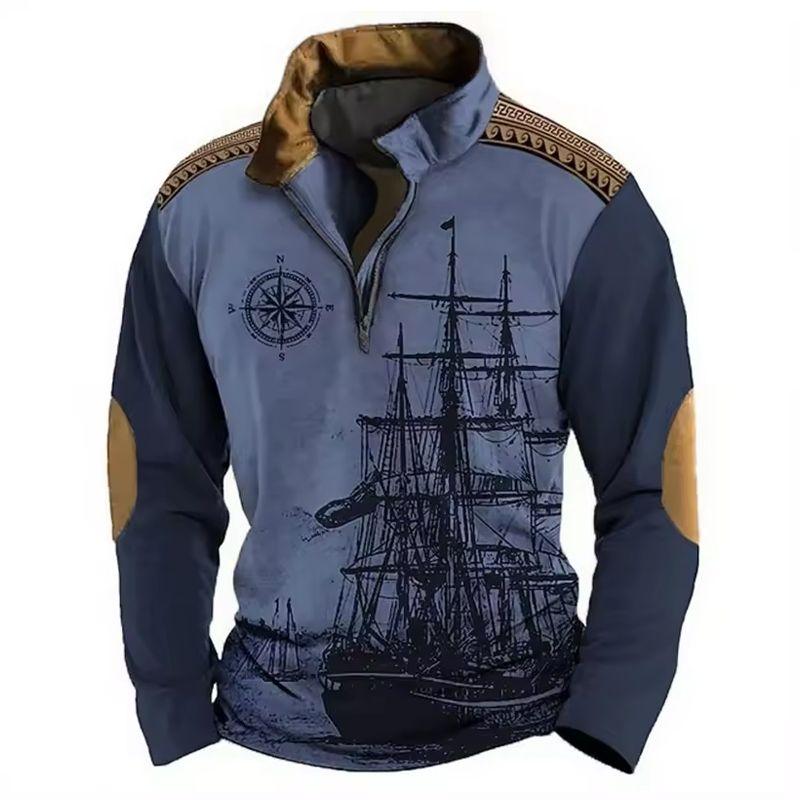 

Fashion Polo Shirt Retro Men s Casual Half Zipper Long Sleeve Street Trendy Polo Shirt 5XL