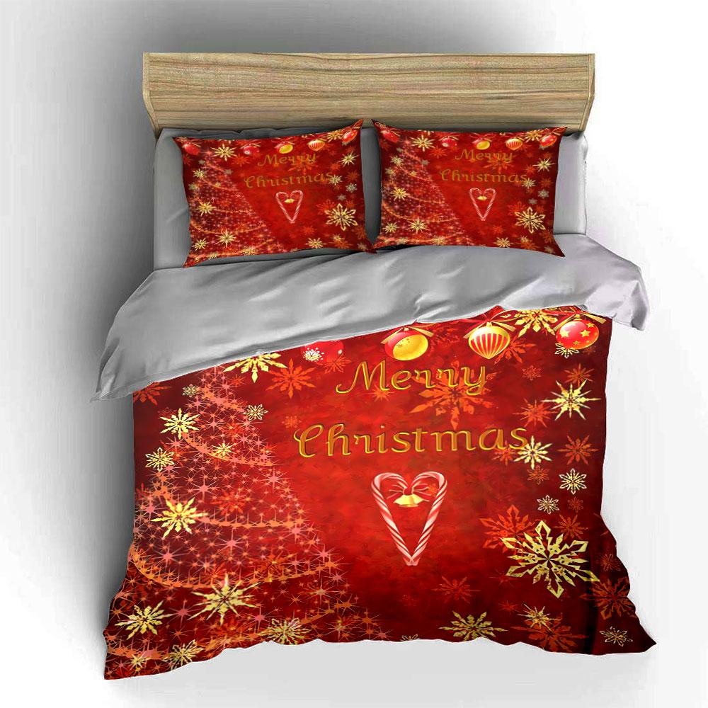 Merry Christmas Red Design Bedding Duvet Cover Set Duvet Cover Pillowcases  (1*Duvet Cover 2*Pillowcases, without duvet insert)