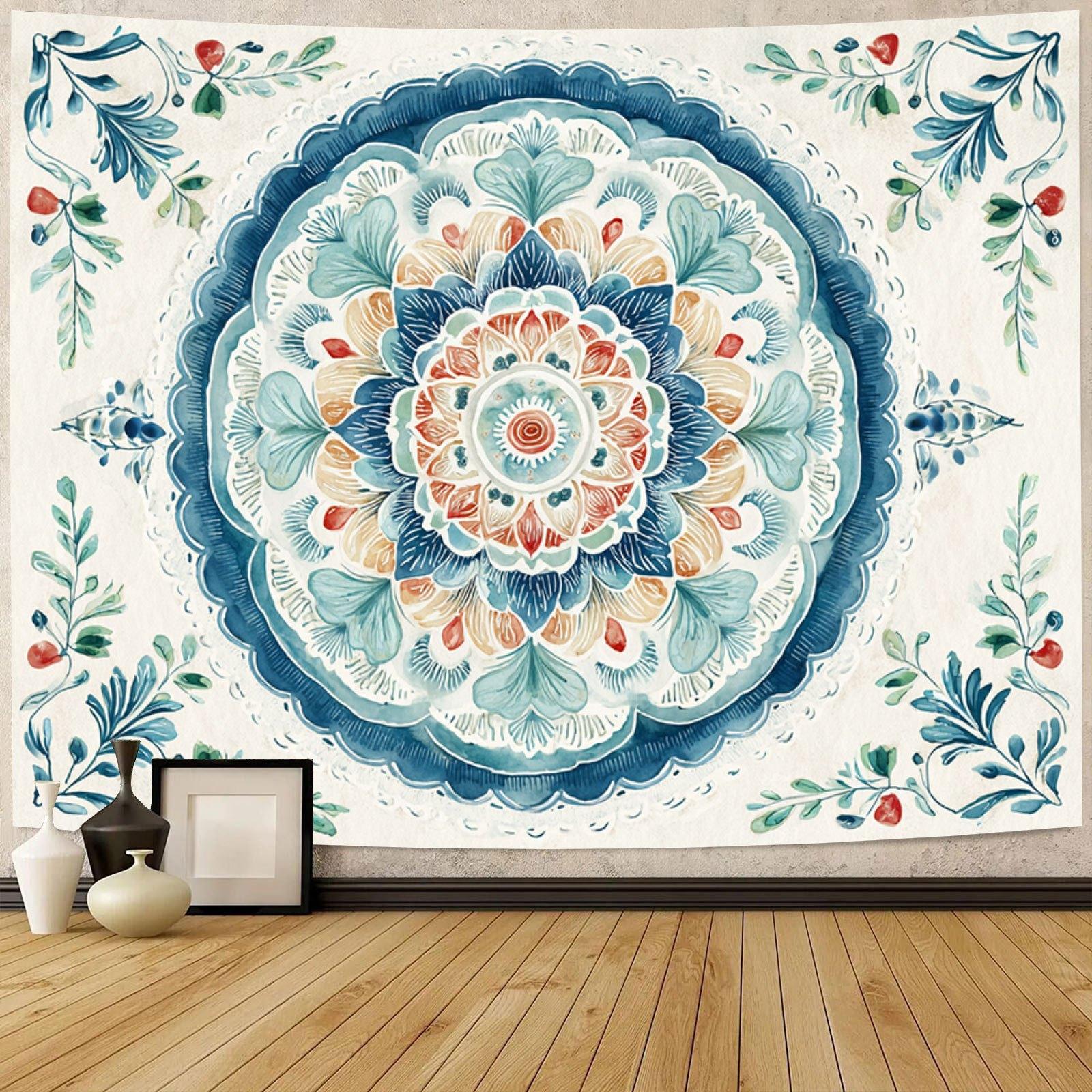 

Богемный узор мандала Цифровая печать полиэстер настенный гобелен декоративный Гостиная Спальни Офис Фон Подарок 74x94cm(29x37in)