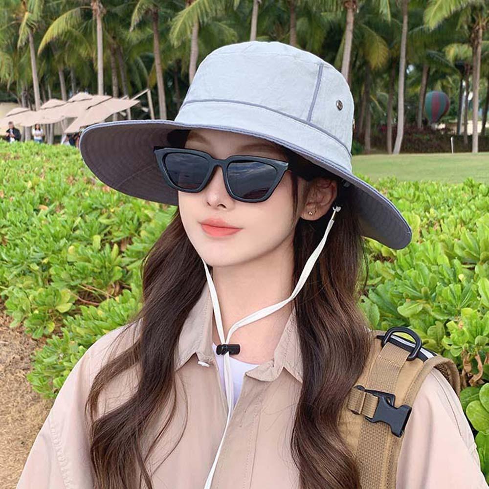 Portable Summer Alpine Hat Windproof Rope Women Hiking Cap Foldable Bucket Cap  Spring