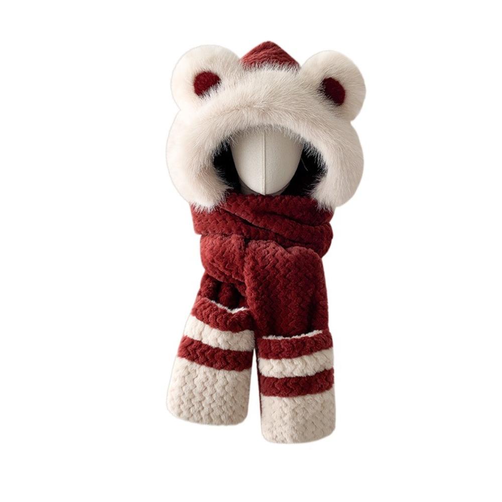 

Thickened Design Bear Protection Hat High-Value Ear Protection Hat Creative Design червоний