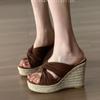 Fashion Ladies Shoes 2025 Brand Open Toe Modern Women's Slippers Super High Platform Wedge Sandals Summer Plus Size Dress Rome Slippers