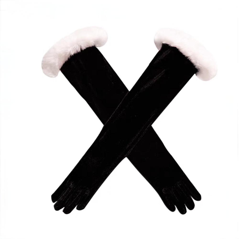 Cosplay Velvet Long Gloves Elastic Etiquette Mittens 55cm Christmas Gloves  Banquet