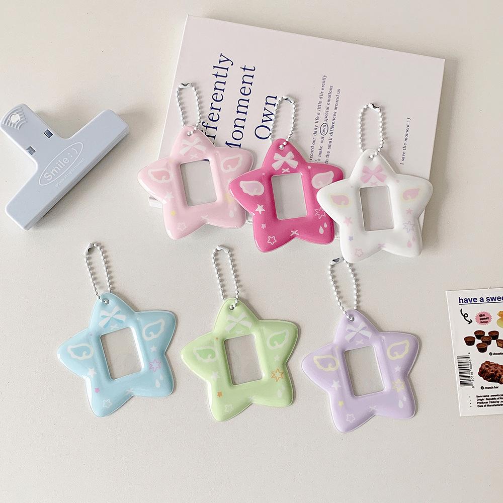 Angel Wings Star Card Case Student One Inch ID Photo Display Pendant Star Chase Key Chain Card Case
