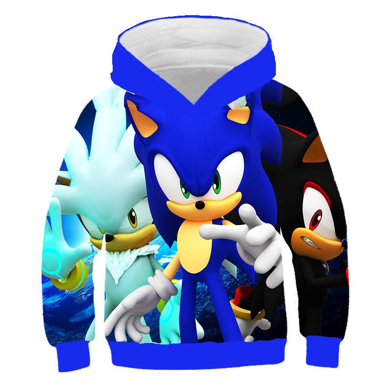 Autumn 3D Sonic the Hedgehog Printed Hoodies Fashionable Casual Sports Long Sleeved Children's Boy Hooded Sweatshirts