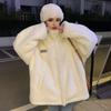 Abrigo de invierno para mujer, forro polar grueso, cuello alto, protección para el cuello, cárdigan con cremallera, mangas largas, resistente al frío