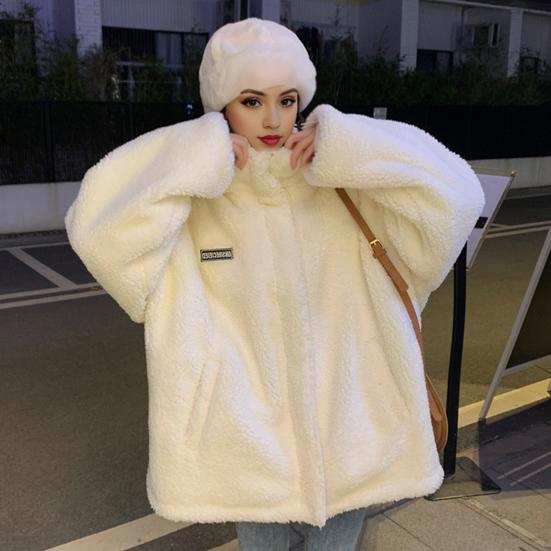 Abrigo de invierno para mujer, forro polar grueso, cuello alto, protección para el cuello, cárdigan con cremallera, mangas largas, resistente al frío