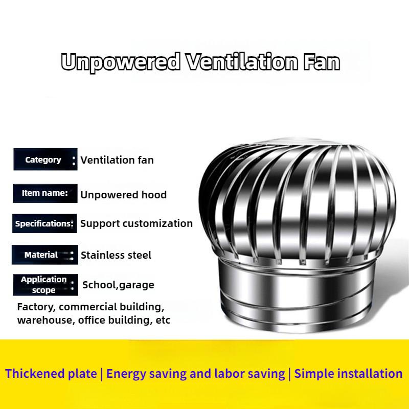 Stainless Steel Non Powered Exhaust Hood Outdoor Factory Ventilation Fan Waterproof Rooftop Ventilator