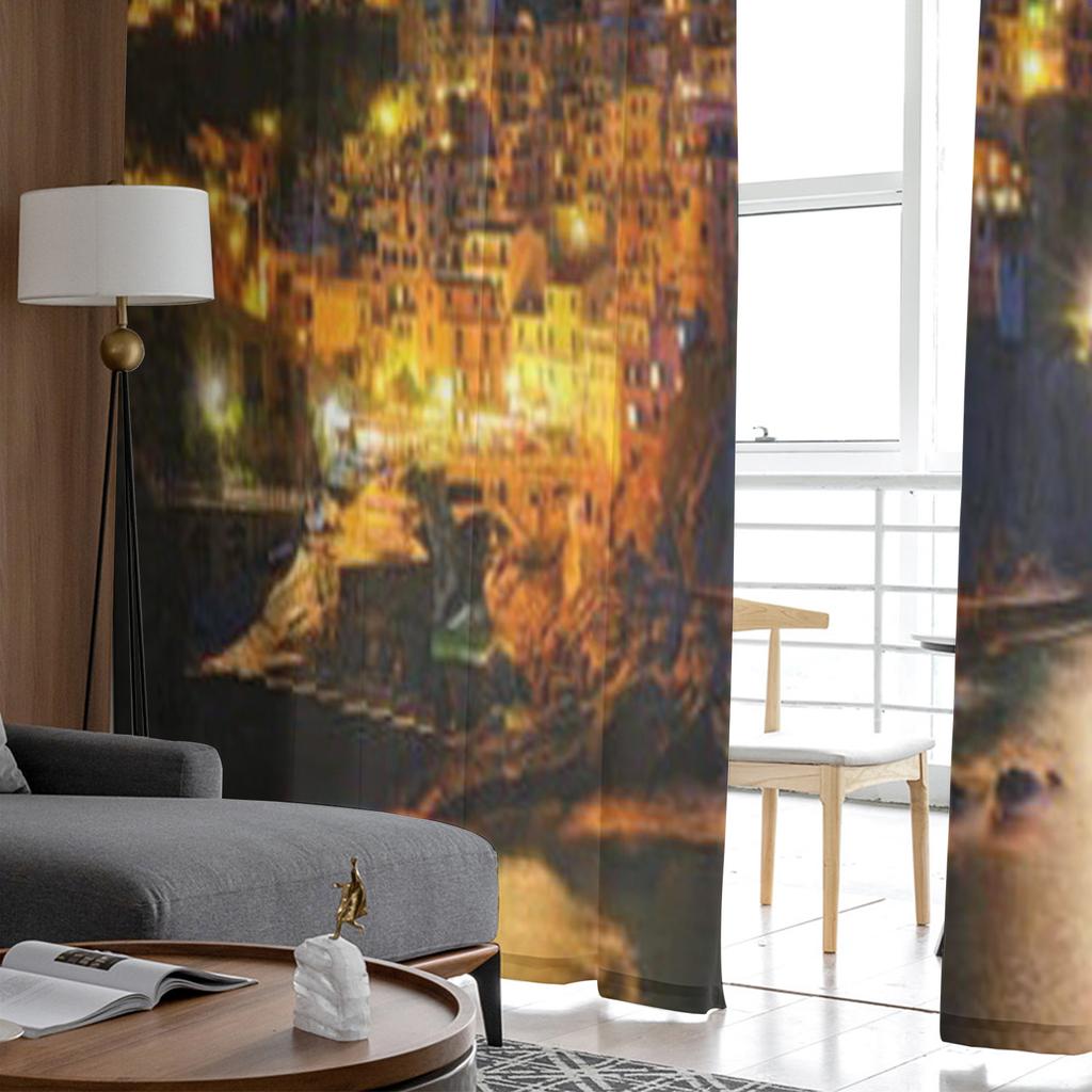 Cityscape Lights Tulle Sheer Curtains for Living Room Decoration Curtain for the Room Bedroom Kitchen Voile Organza Curtains