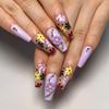 Flowers Fake Nail for Women Simple Style Nude and Purple Resin Artificial Nail for Nail Extension Suit Matching